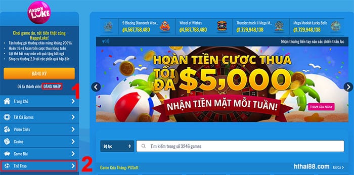 Truy cập vào nhà cái Happyluke trước khi đặt cược 