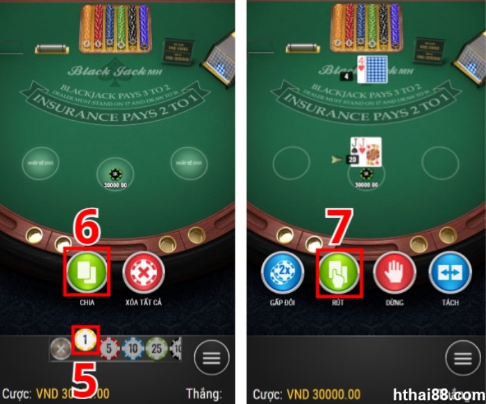 Bước 3: Đặt cược xì dách online